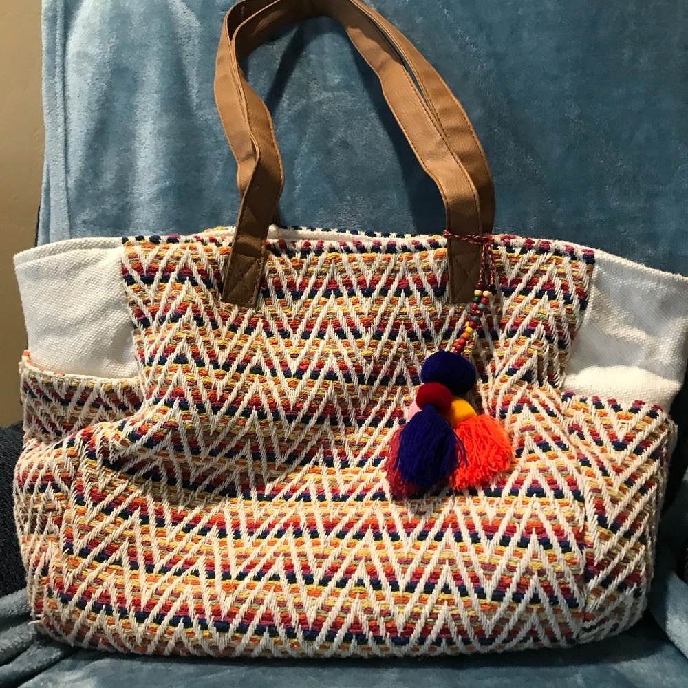Multicolored Bohemian Tote embroidered
